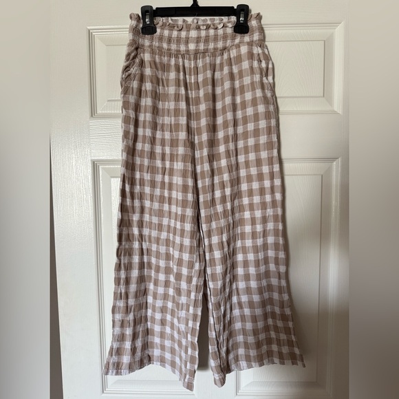 Aerie Checkered Tan and White Pants size S/P - Picture 1 of 9